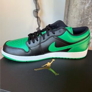 Jordan Green and Black Air Jordan 1 Low Sneakers